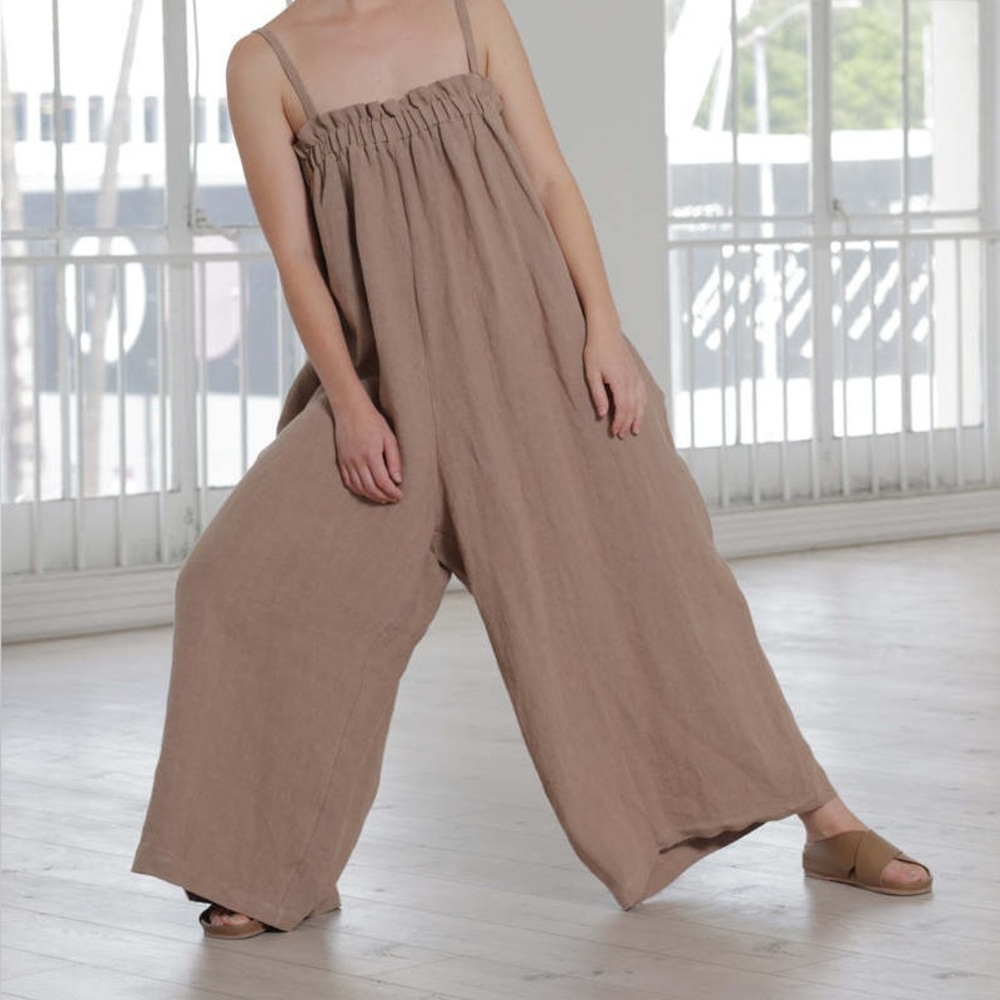 A mente Strap Wide Leg Jumpsuit in Mocha